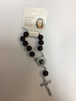 One Decade St. Kateri Rosary with Relic and Brown Beads
