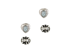Blue Miraculous Medal Sterling Silver Post Earrings