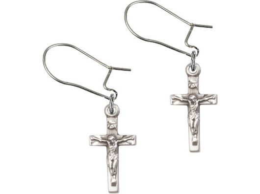 Crucifix Sterling Silver Dangle Earrings