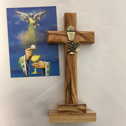 Communion Cross with Base and 1st Communion Blessing Card