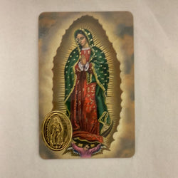 Our Lady of Guadalupe Prayer Card with Embossed Medal