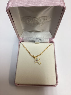 Cloisonné Baby Cross with Pink Rose