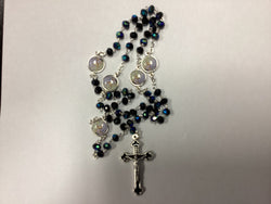 Rosary First Communion Black Glass Beads