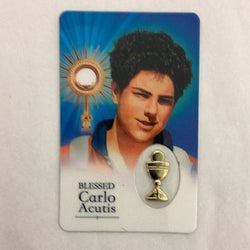 Blessed Carlo Acutis Prayer Card with Medal of the Eucharist