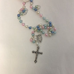 Pearl Rosary Multi-coloured on Silver