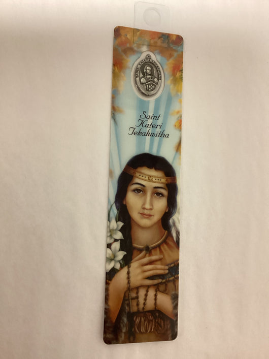 Bookmark of St. Kateri Tekakwitha with Medal