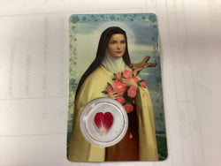 Saint Therese Prayer Card Laminated With Rose Petal