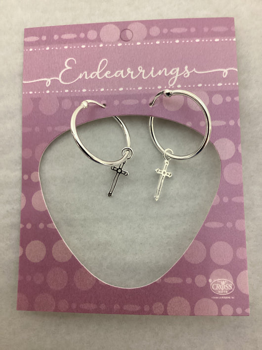 Silver Plated Earrings with Sterling Silver Wires and Cross