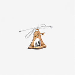 Olive Wood Nativity Bell Shaped Ornament