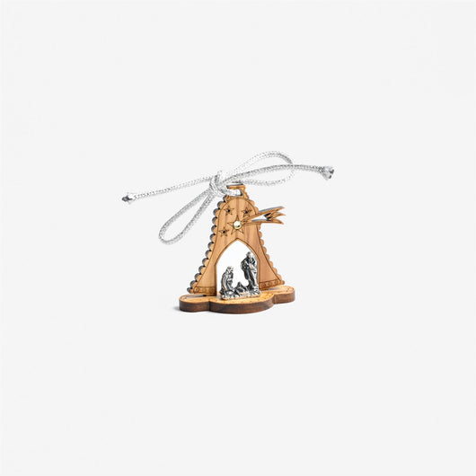 Olive Wood Nativity Bell Shaped Ornament