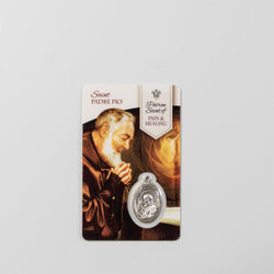 Saint Padre Pio Patron Saint of Pain and Healing Card with Medal