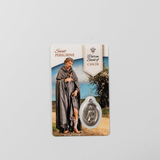 Saint Peregrine Patron Saint of Cancer Card with Medal