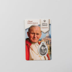 Saint John Paul II Patron Saint of Parkinson Prayer Card with Medal