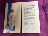 Communion Kneeling Boy and Kneeling Girl Paper Prayer Cards (French)
