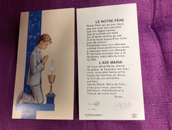 Communion Kneeling Boy and Kneeling Girl Paper Prayer Cards (French)