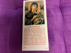 The Memorare Paper Prayer Card