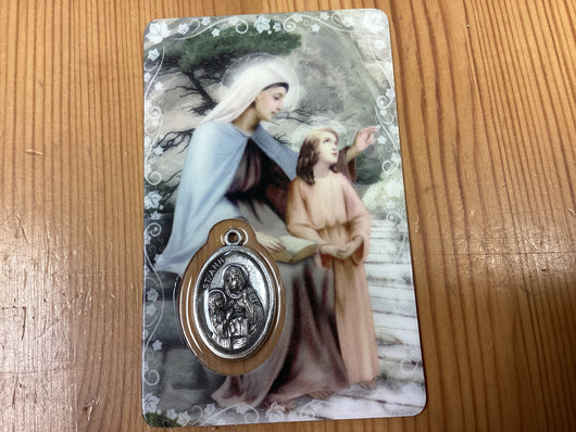 Saint Ann Embossed Medal Prayer Card to Obtain a Special Favor