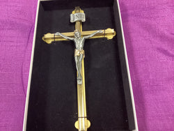 Gold Metal Crucifix with Two-Tone Corpus 8 Inch