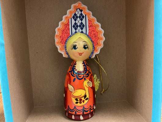 Belarusian Doll Christmas Ornament - Orange Dress