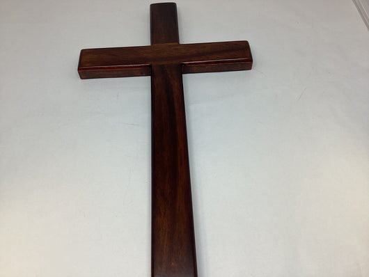 Mahogany Beveled Cross 10 Inch