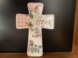 Ceramic Floral Hope Wall Cross