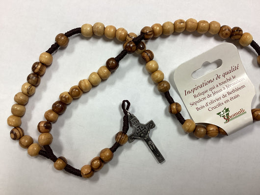 Shomali Rosary Olive Wood Cord Relic Rosary