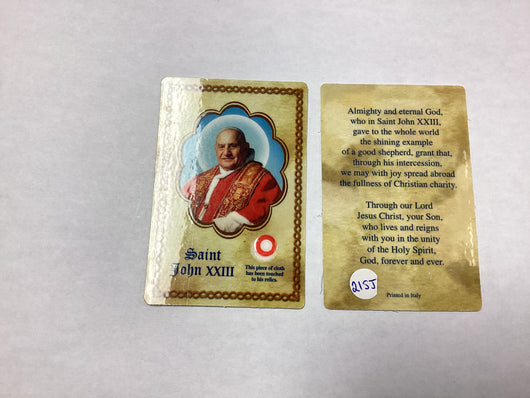 Lumen Mundi Saint John XXIII Relic Prayer Card