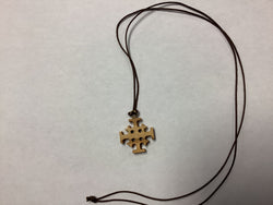 Olive Wood Jerusalem Cross on Cord