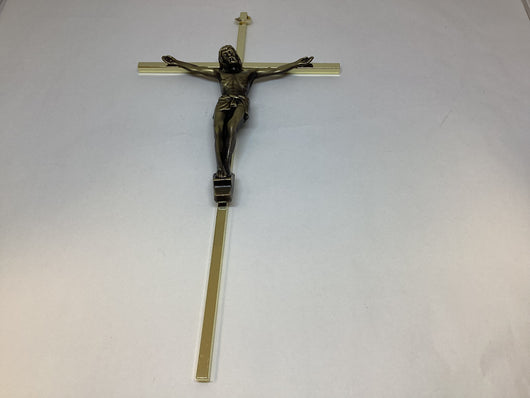 Gold Finish Metal Crucifix 10 Inch