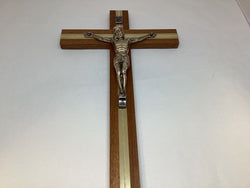Mahogany with Metal Inlay Crucifix 10 Inch