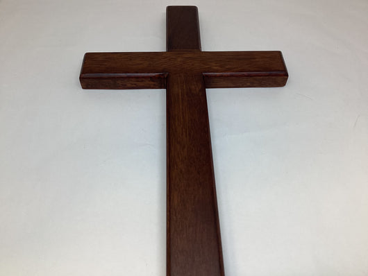 Mahogany Beveled Cross 12 Inch