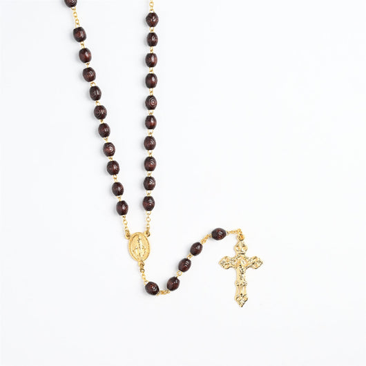 Rosary Wood on Gold Chain