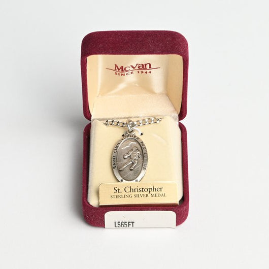 Saint Christopher Sterling Silver Medal on chain