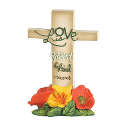 Resin Tabletop Cross - Love is Patient & Kind , 1Cor. 13:4-8