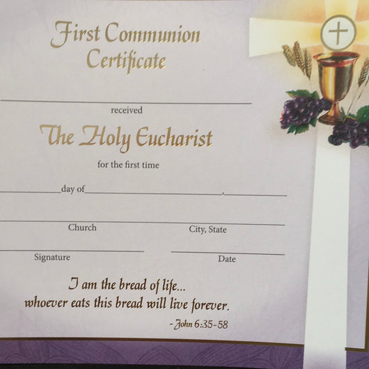 First Communion Certificate