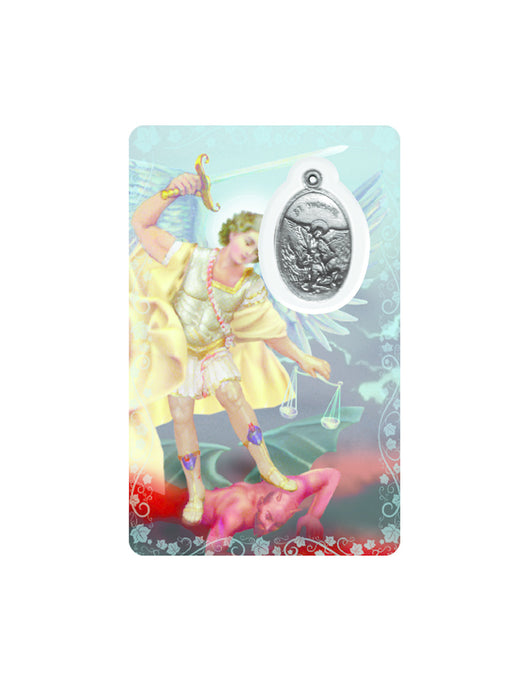 St. Michael the Archangel Prayer Card with Medal