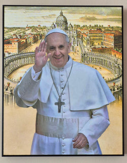 Pope Francis with Vatican Backdrop - Large Plaque