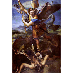 St. Michael Vanquishing Satan Painting by Raphael Canvas Print