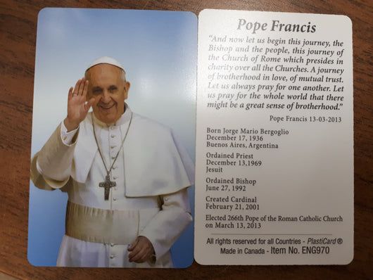 Pope Francis - Prayer Card