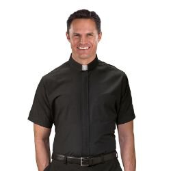 Clergy Comfort Shirt Black Short Sleeve 16 R. J. Toomey