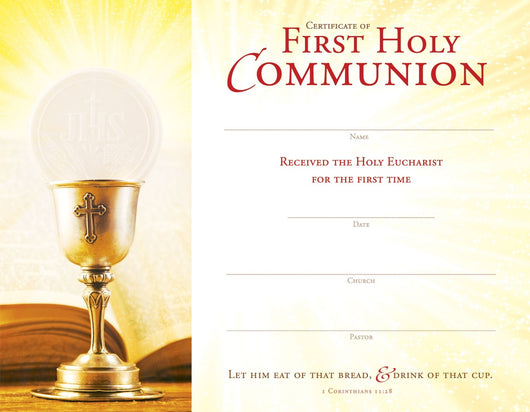 Hermitage Art - Let Him Eat Of That Bread & Drink Of That Cup - First Holy Communion Certificate