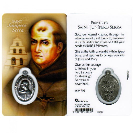 Saint Junipero Serra Prayer Card and Medal
