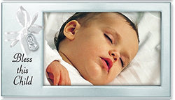 Bless This Child Ribbon Frame with Baby Bootie Charm