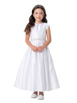 First Communion Pleated Satin Ankle Length Dress