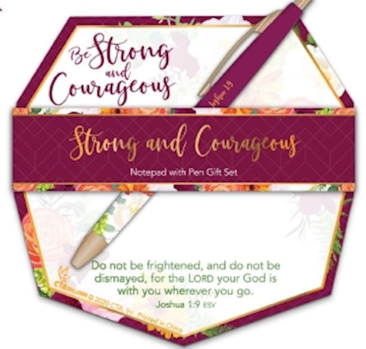 Notepad and Pen Set-Strong And Courageous