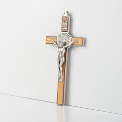 Wooden and Metal Crucifix St Benedict