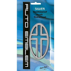 Auto Emblem - Silver Oval with Cross