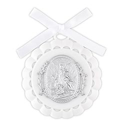 White Guardian Angel Crib Medal