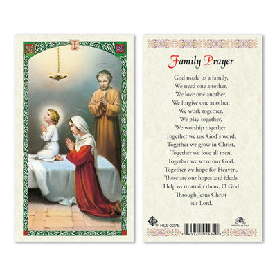 Family Prayer Prayer Card
