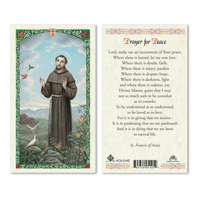 Saint Francis of Assisi Prayer for Peace Prayer Card